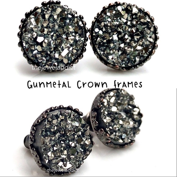 3 for 15🎀 chunky Grey Drusy style earrings - Picture 10 of 15
